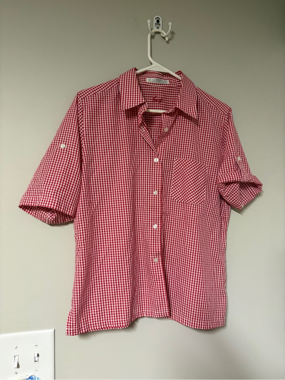 Vintage Gingham Button-Down Short Sleeve Shirt 90s Y2K Americana Farmhouse